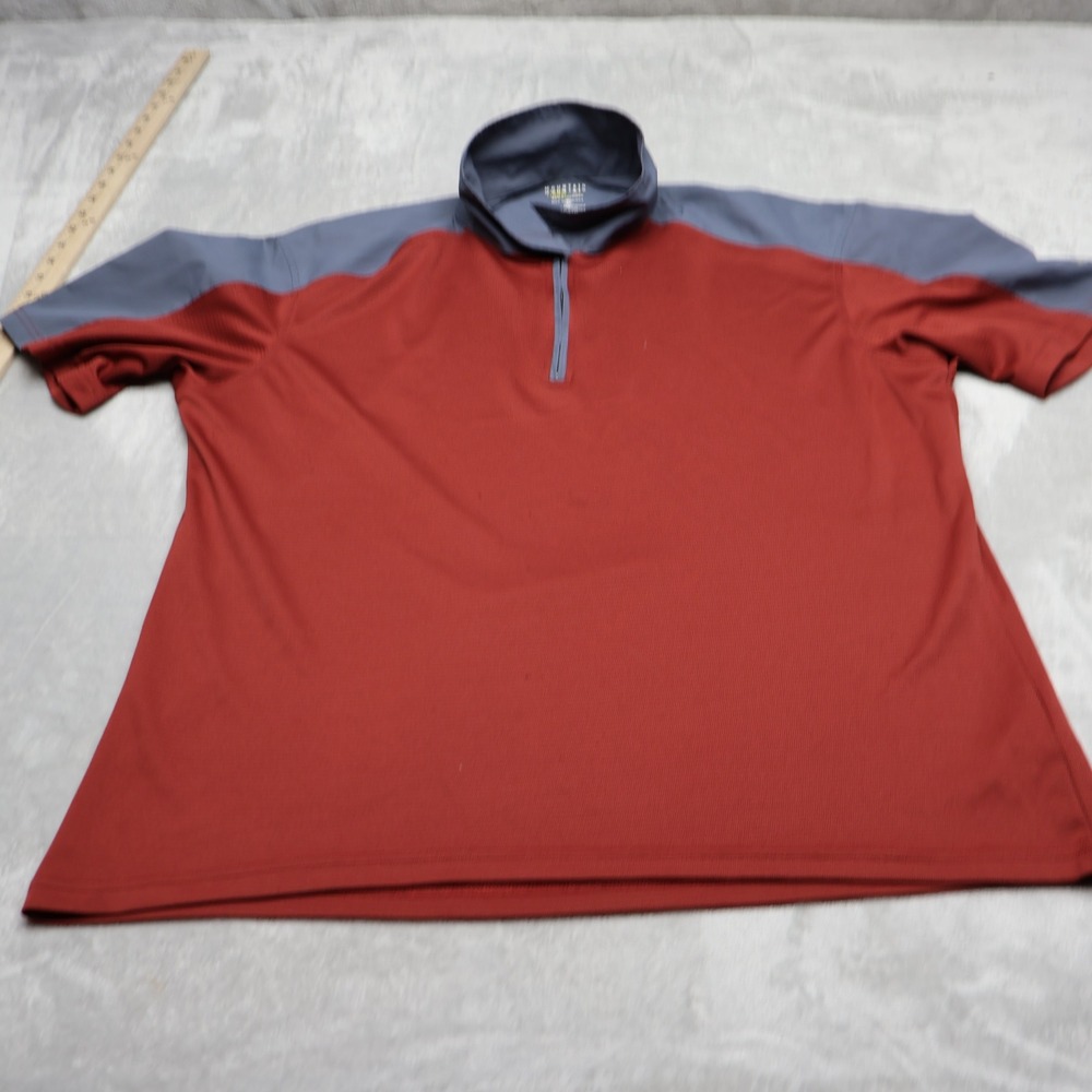 Mountain Hardwear Polo Shirt Men XL Red 1/4 Zip Technical Short Sleeve Outdoor